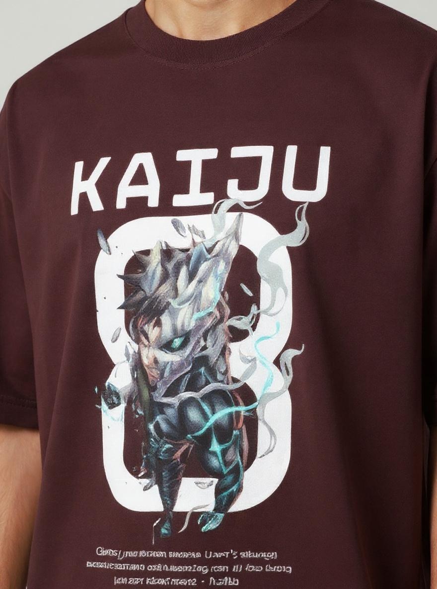 kaiju no 8 kafka hibino close up print detail oversized tshirt verb style india kaiju no 8 kafka hibino transformation close up print detail oversized tshirt burgundy india