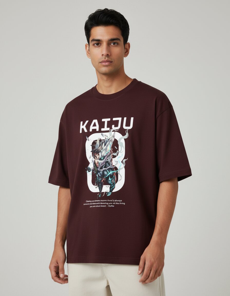 kaiju no 8 kafka hibino front print oversized tshirt verb style kaiju no 8 kafka transformation front print oversized tshirt unisex burgundy india