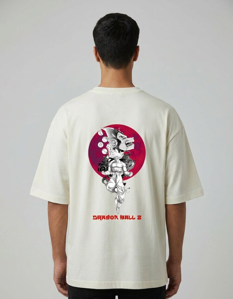 goku great ape dragon ball z back illustration oversized tshirt verb style india goku ultra instinct great ape oozaru dragon ball z back print oversized tshirt off white india