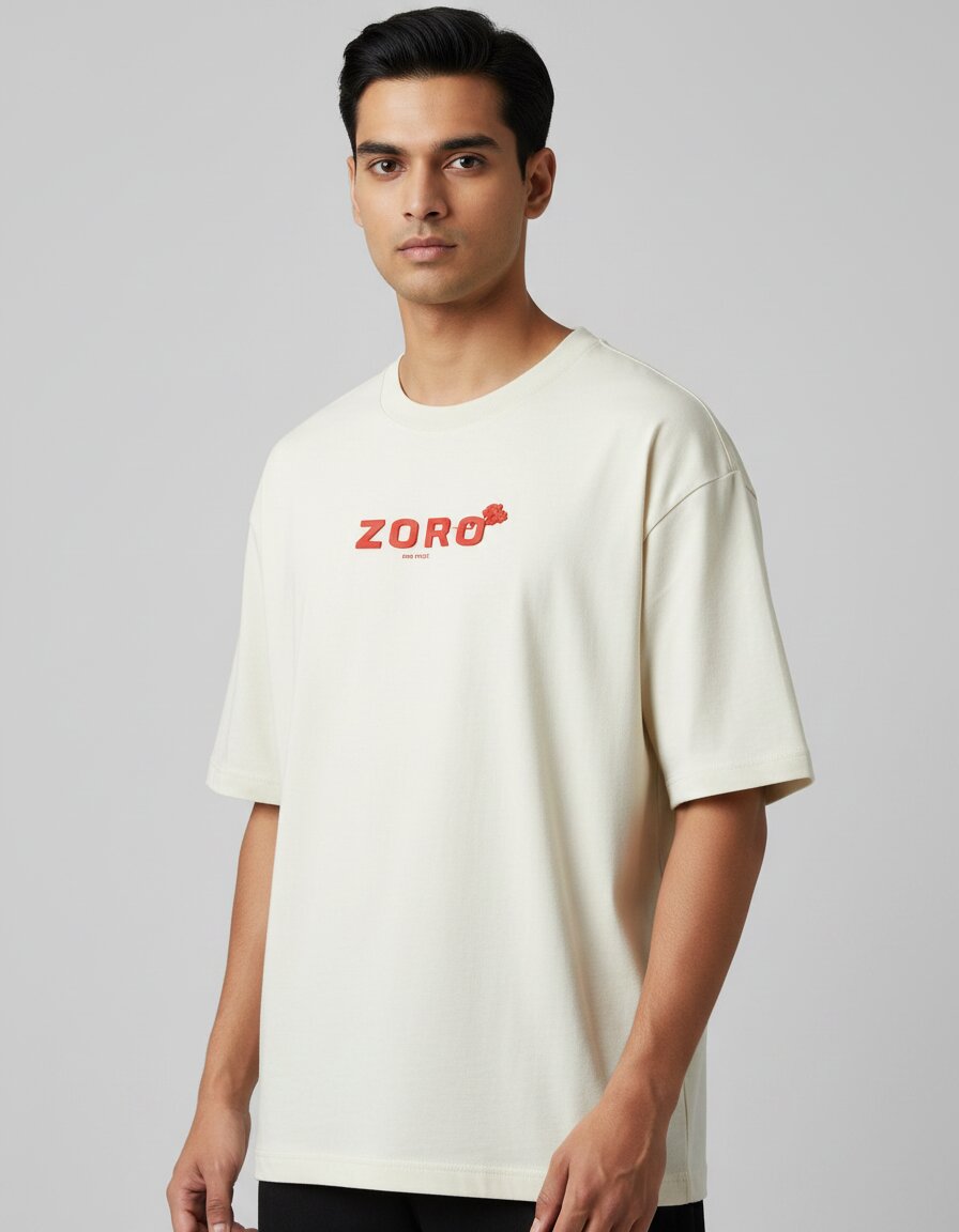 roronoa zoro front print oversized tshirt verb style zoro one piece red text front print oversized tshirt unisex off white india